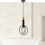 Marvin 1 Light Pendant Black and Gold Round