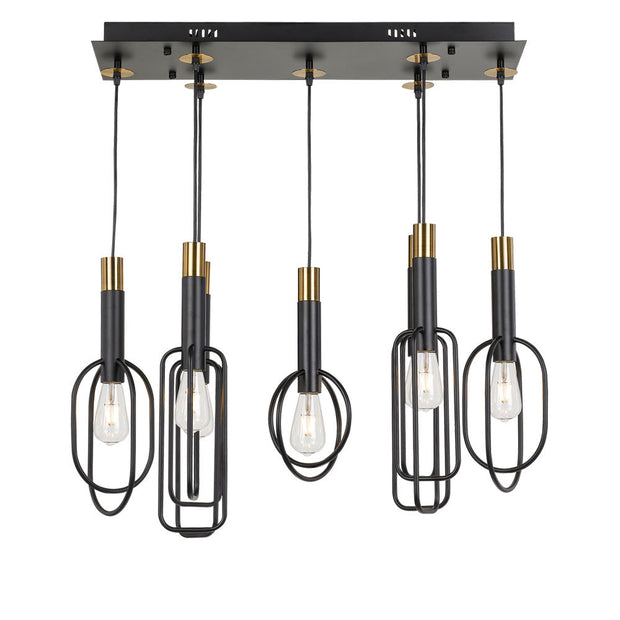 Marvin 7 Light Pendant Black and Gold