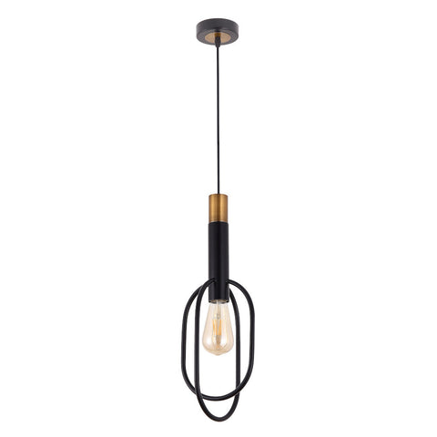 Marvin 1 Light Pendant Black and Gold Oval