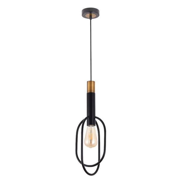 Marvin 1 Light Pendant Black and Gold Oval