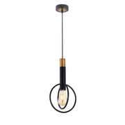 Marvin 1 Light Pendant Black and Gold Round