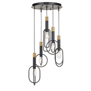 Marvin 5 Light Pendant Black and Gold
