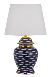 Masu Blue/White/Gold Trim Ceramic Table Lamp E27