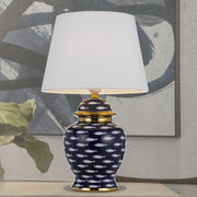 Masu Blue/White/Gold Trim Ceramic Table Lamp E27