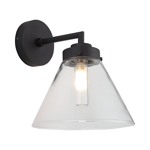 Matisse 1 Light Black and Clear Glass G9 IP44 Wall Light