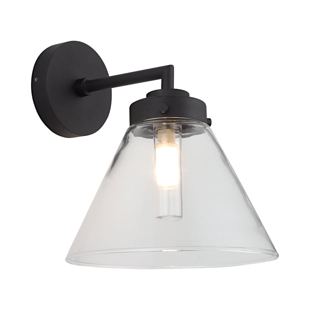 Matisse 1 Light Black and Clear Glass G9 IP44 Wall Light