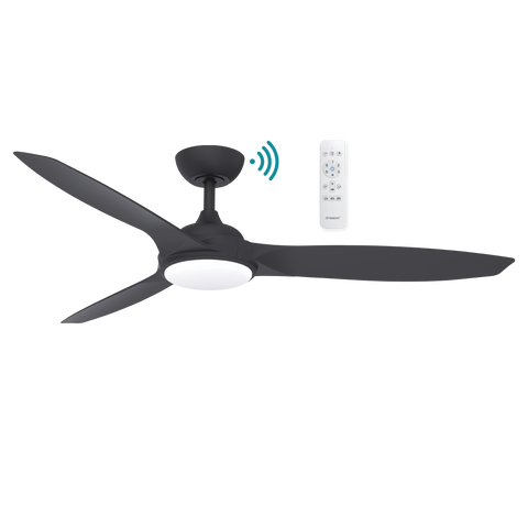 Newport DC 56 3 ABS SMART Ceiling Fan Matt Black with Dimmable CCT LED Light