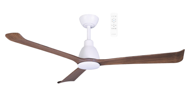 Polo DC 52 Smart Ceiling Fan Matt White and Walnut with Dimmable CCT LED Light