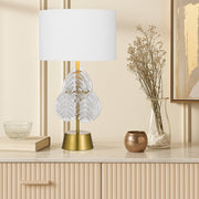 Melania Table Lamp Gold with White Shade