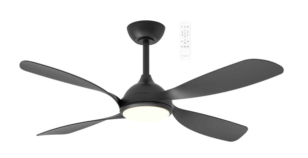 Hampton 52 4 Blade DC Smart Ceiling Fan with Dim 24w CCT LED Light Black