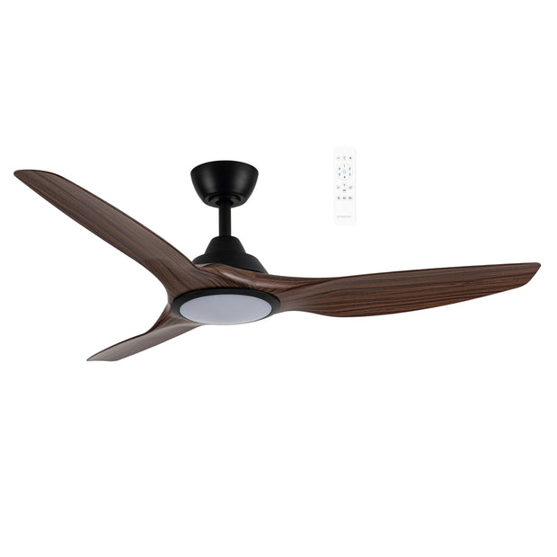 Impact DC 52 Smart Ceiling Fan Black and Walnut with Dimmable CCT LED Light