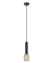 Mikro E14 Cylinder Pendant Black with Brass Mesh