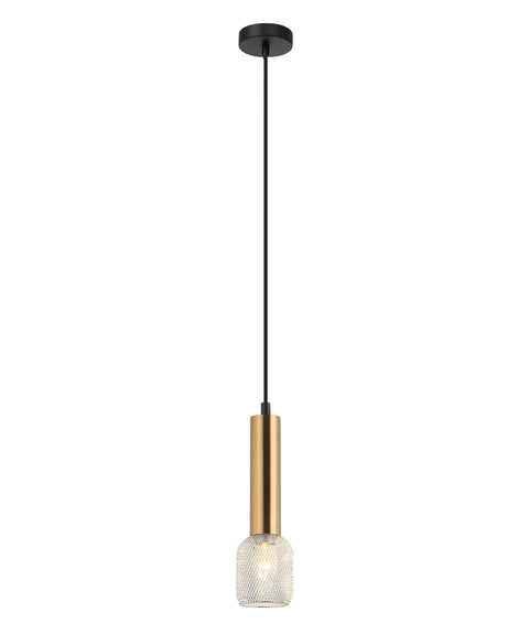 Mikro E14 Cylinder Pendant Antique Brass and Chrome