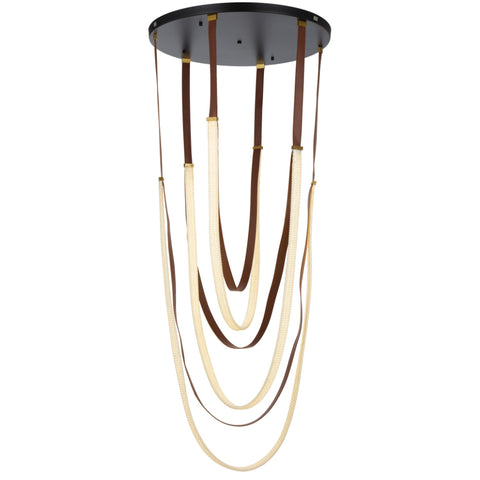 MIO 128w Black and Leather 3000K LED Pendant