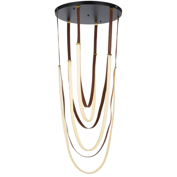 MIO 128w Black and Leather 3000K LED Pendant