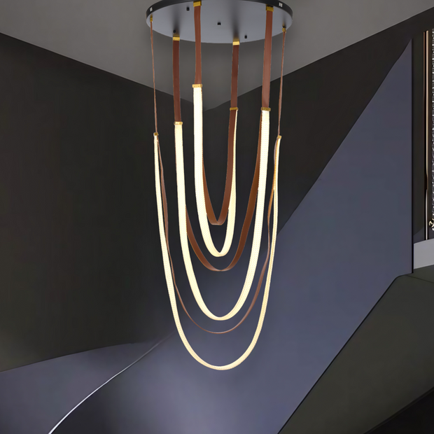 MIO 128w Black and Leather 3000K LED Pendant