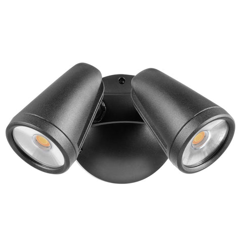 Fortress PRO LED Flood Light Outdoor IP65 Double Spot 2 x 18w Tricolour Matt Black