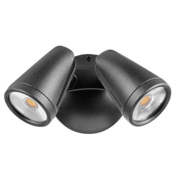 Fortress PRO LED Flood Light Outdoor IP65 Double Spot 2 x 18w Tricolour Matt Black