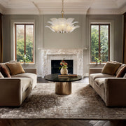 MONTE 8 Light Brass with Frost Glass Leave Round E14 Pendant