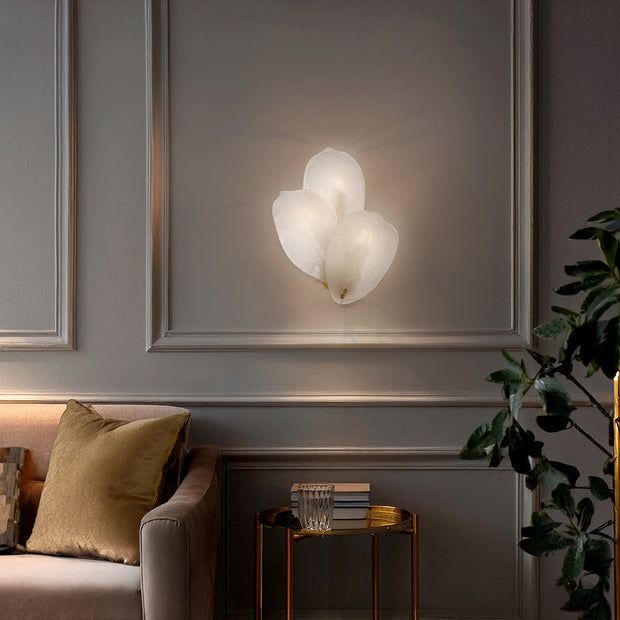 MONTE 3 Light Brass with Frost Glass Leave E14 Wall Light