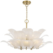MONTE 12 Light Brass with Frost Glass Leave Round E14 Pendant