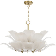 MONTE 12 Light Brass with Frost Glass Leave Round E14 Pendant