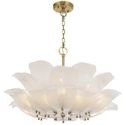 MONTE 12 Light Brass with Frost Glass Leave Round E14 Pendant