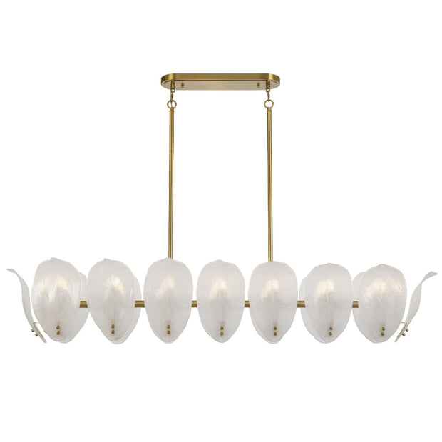 MONTE 16 Light Brass with Frost Glass Leave Rectangle E14 Pendant