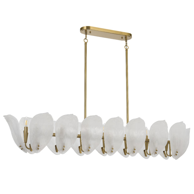 MONTE 16 Light Brass with Frost Glass Leave Rectangle E14 Pendant