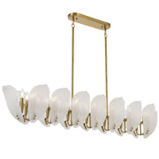 MONTE 16 Light Brass with Frost Glass Leave Rectangle E14 Pendant