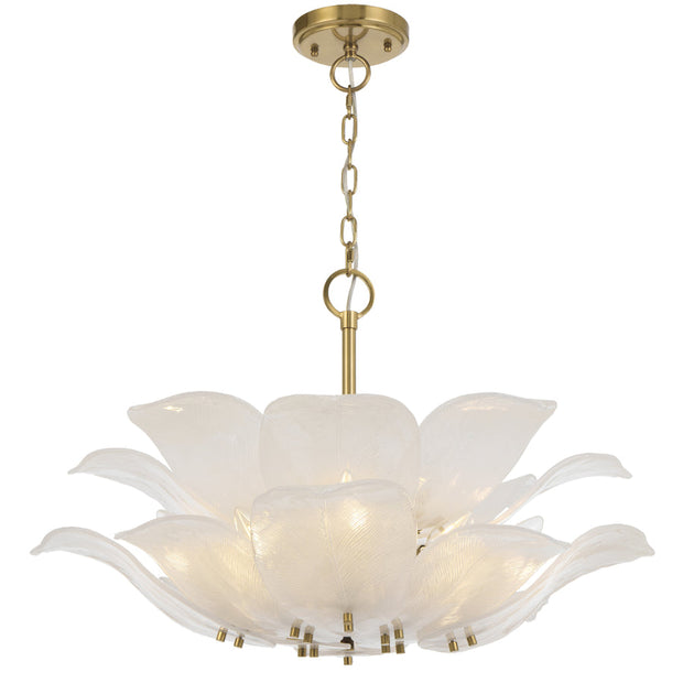 MONTE 8 Light Brass with Frost Glass Leave Round E14 Pendant