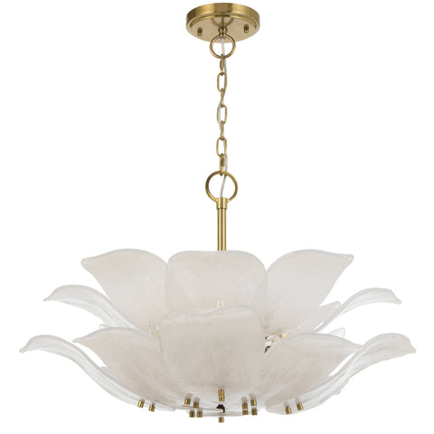 MONTE 8 Light Brass with Frost Glass Leave Round E14 Pendant