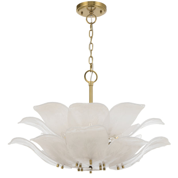 MONTE 8 Light Brass with Frost Glass Leave Round E14 Pendant