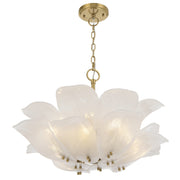 MONTE 8 Light Brass with Frost Glass Leave Round E14 Pendant