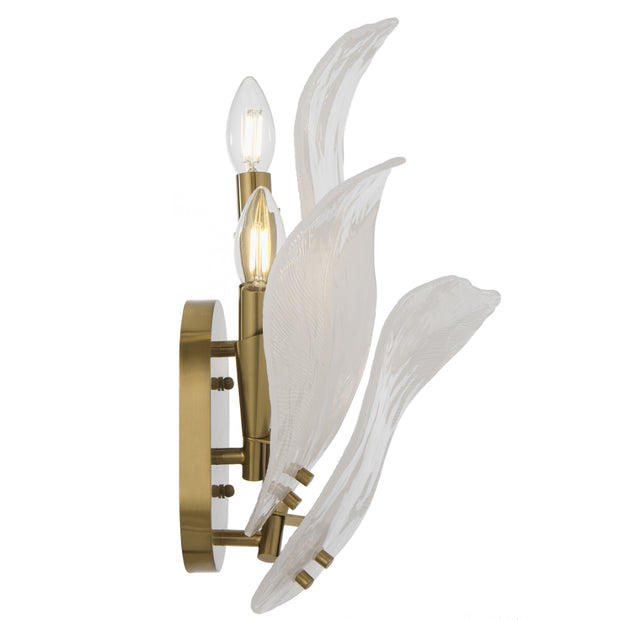 MONTE 3 Light Brass with Frost Glass Leave E14 Wall Light