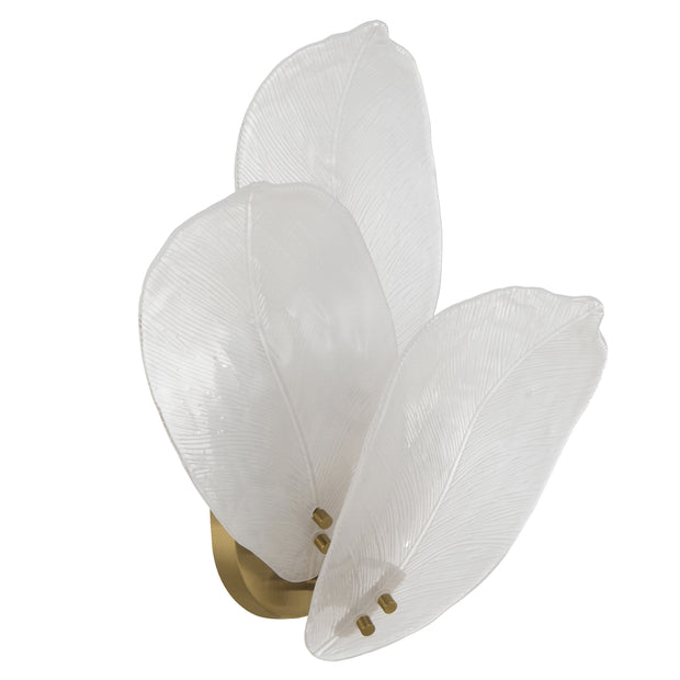 MONTE 3 Light Brass with Frost Glass Leave E14 Wall Light
