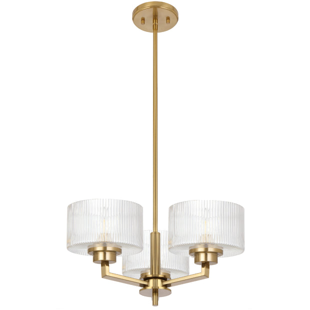 Moreno2 3lt Pendant Antique Gold with Clear Glass E14