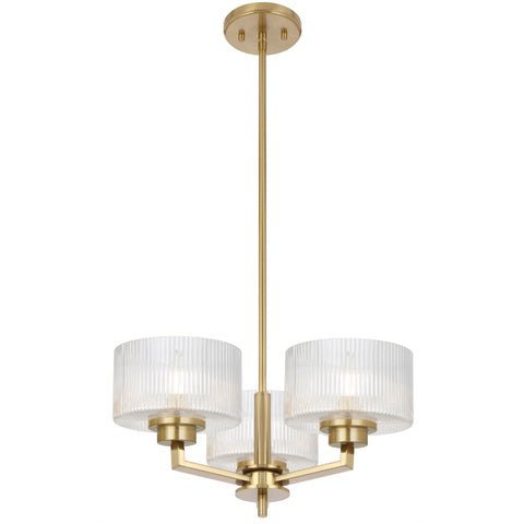 Moreno2 3lt Pendant Antique Gold with Clear Glass E14