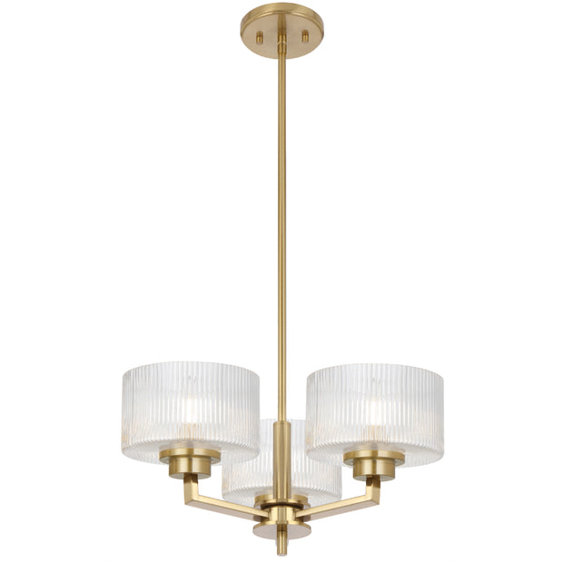 Moreno2 3lt Pendant Antique Gold with Clear Glass E14
