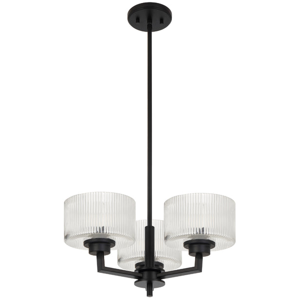 Moreno2 3lt Pendant Black with Clear Glass E14