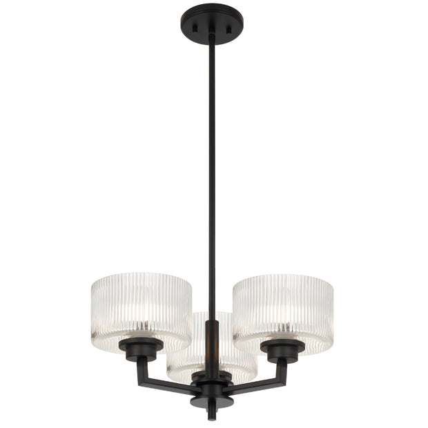 Moreno2 3lt Pendant Black with Clear Glass E14