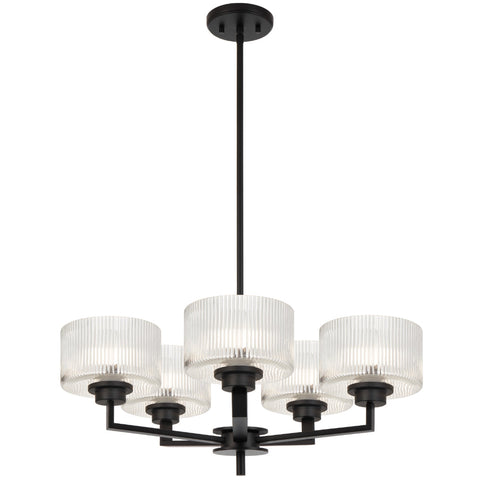 Moreno2 5lt Pendant Black with Clear Glass E14