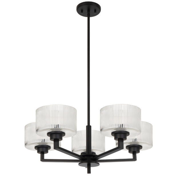 Moreno2 5lt Pendant Black with Clear Glass E14