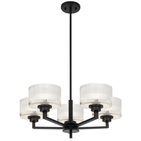 Moreno2 5lt Pendant Black with Clear Glass E14