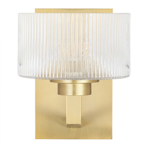 Moreno2 1lt Wall Light Antique Gold with Clear Glass E14
