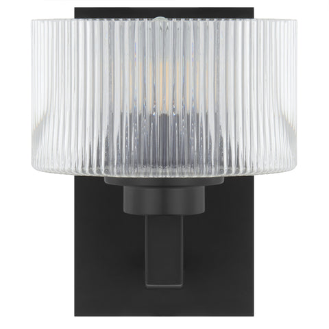 Moreno2 1lt Wall Light Black with Clear Glass E14