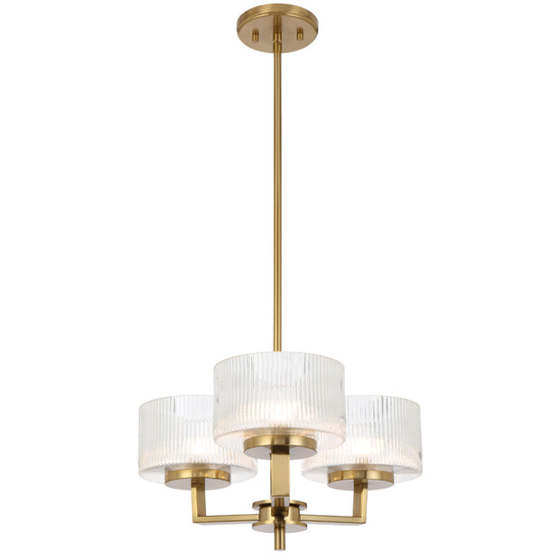 Moreno 3lt Pendant Antique Gold with Clear