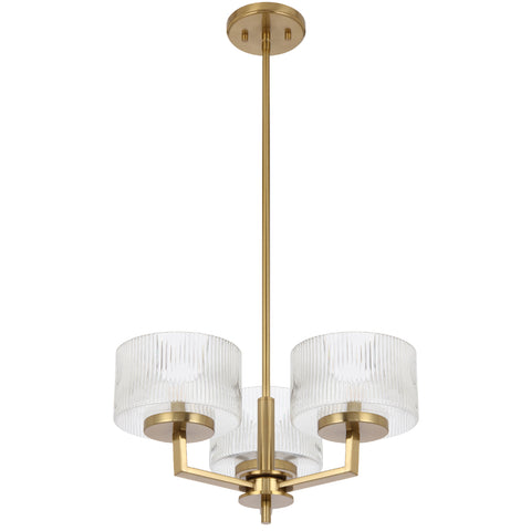 Moreno 3lt Pendant Antique Gold with Clear