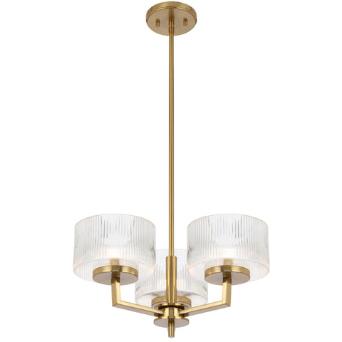 Moreno 3lt Pendant Antique Gold with Clear