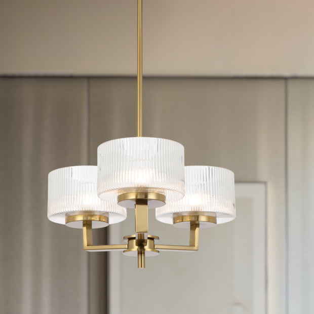 Moreno 3lt Pendant Antique Gold with Clear